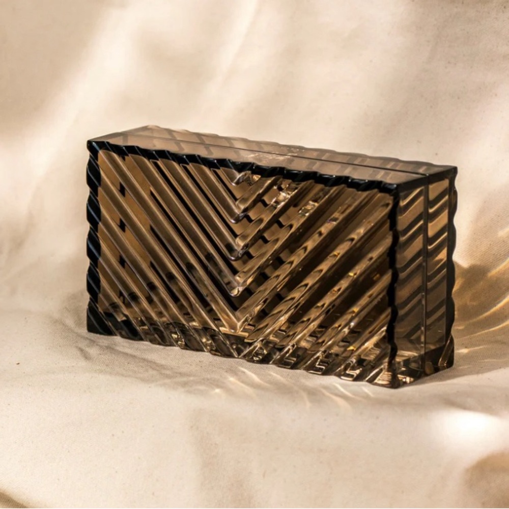 La La Lexa Victoria Lucite Clutch in Tobacco color